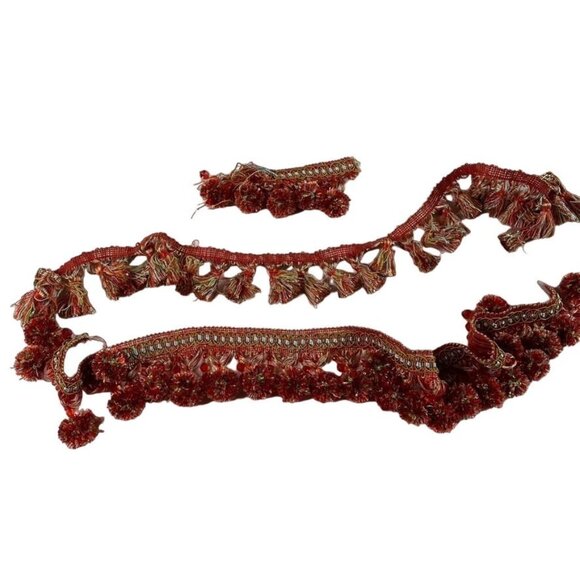 Ball Fringe Trim Attached Beads 1 Yard u Decorative Accent Orange Red Blue Yello - Picture 4 of 7